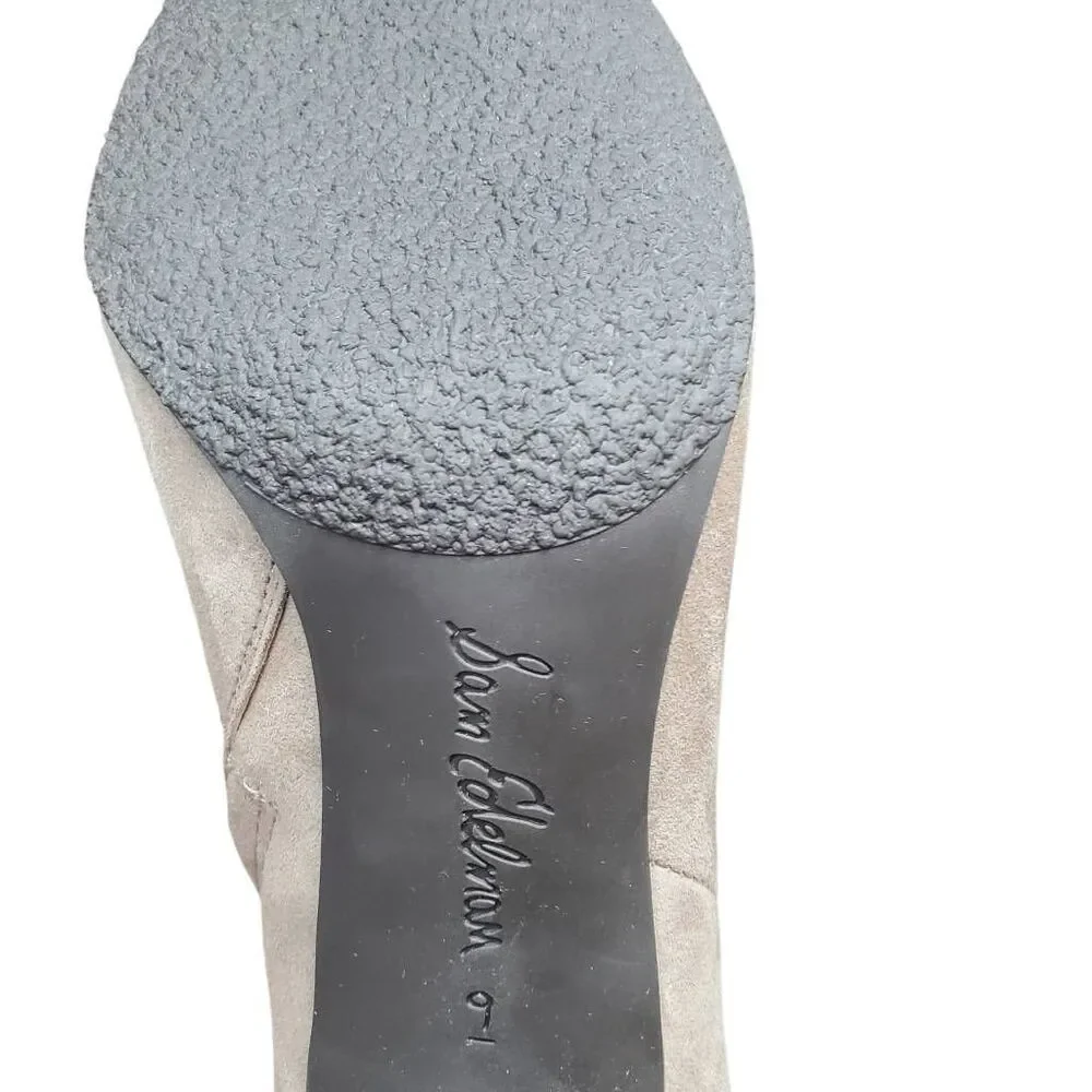 Sam Edelman Shelby Taupe Suede Ankle Booties Sz 9 Block Heel Zip NEW w/ Box
